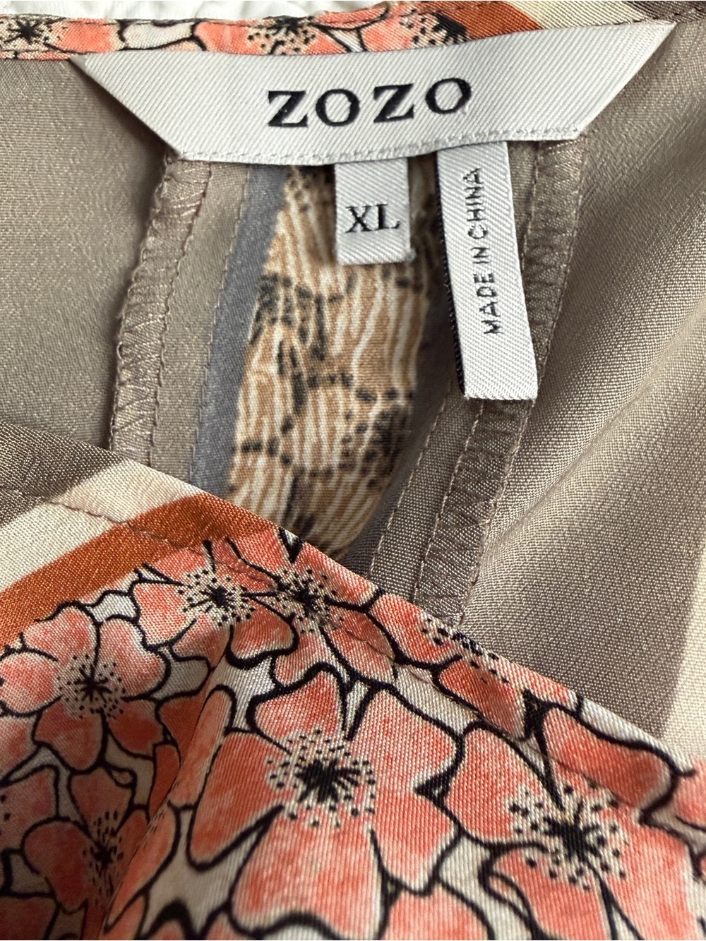 Zo Zo Pink Taupe Scarf-Print Short Sleeve Tunic Dress - Picture 3 of 5